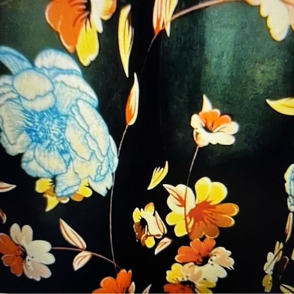 Allegra K Womens Large Blouse Ruffled Short Sleeve Floral Mock Neck Summer Top - Picture 7 of 10